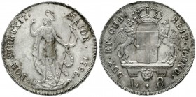 Italien-Genua
Repubik, 1528-1797
8 Lire 1796. vorzüglich/Stempelglanz, winz. Randfehler, feine Tönung