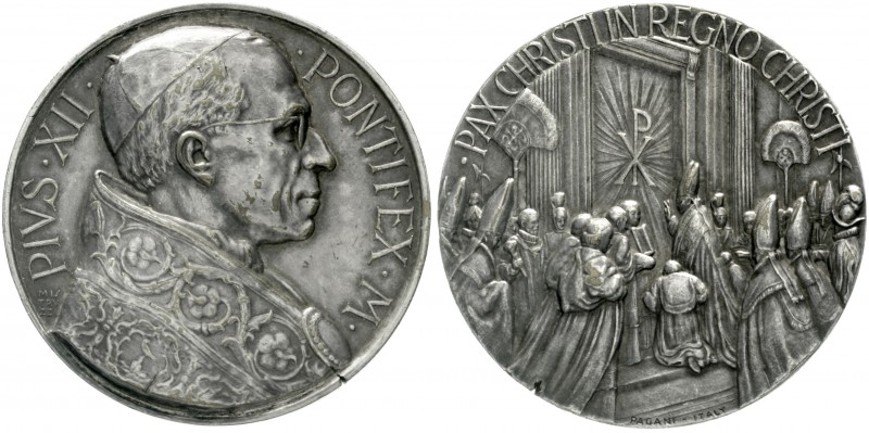 Italien-Kirchenstaat
Pius XII., 1939-1958
Versilberte Bronzemedaille o.J. von ...