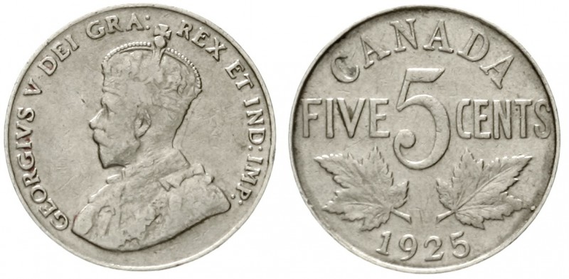 Kanada
Georg V., 1910-1936
5 Cents 1925. sehr schön, selten