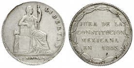 Mexiko
Republik, 1823-1864
Verfassungsmedaille 1843. Sitzende Liberty/4 Zeilen Schrift. 28 mm. 13,51 g.
vorzüglich, winz. Schrötlingsfehler