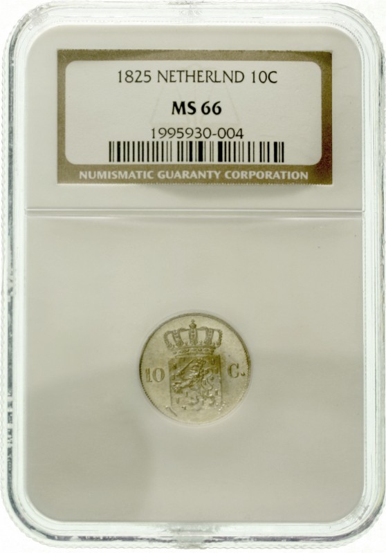 Niederlande
Wilhelm I., 1815-1840
10 Cents 1825. Im NGC-Blister mit Grading MS...