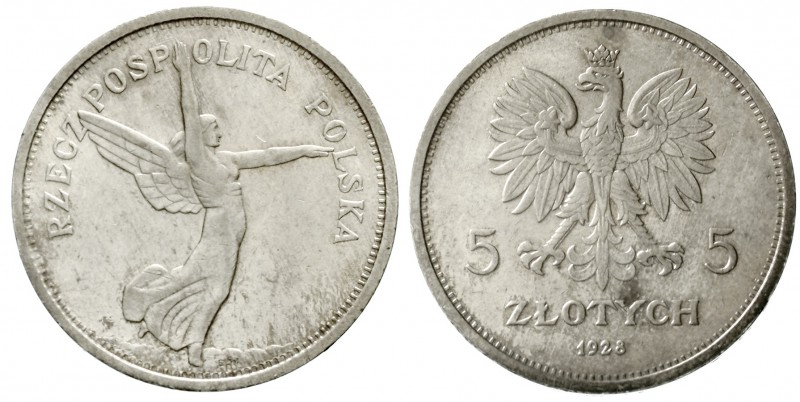 Polen
Zweite Republik, 1923-1939
5 Zloty 1928 Nike.
gutes vorzüglich, feine T...