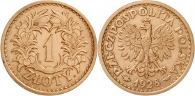 Polen
Zweite Republik, 1923-1939
1 Zloty PROBE 1928 von Aumiller. Bronze. 25 mm. 7,09 g.
vorzüglich/Stempelglanz, zaponiert
Nach Fischer nur 125 E...