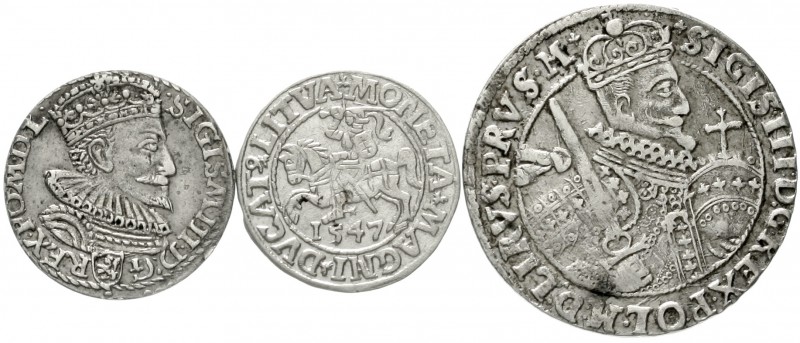 Polen
Lots
3 Silbermünzen: Ort 1622, Trojak 1594, Litauen Halbgroschen 1547. s...