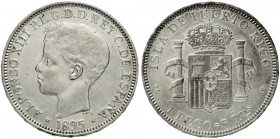 Puerto Rico
spanisch, bis 1898
1 Peso= 5 Pesetas 1895. sehr schön/vorzüglich, selten