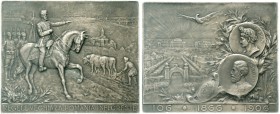 Rumänien
Carl I., 1866-1914
Rechteckige Silberplakette 1906 von Stelmans. Auf das 40jährige Regierungsjubiläum und auf 1800 Jahre Kolonisation Dakie...