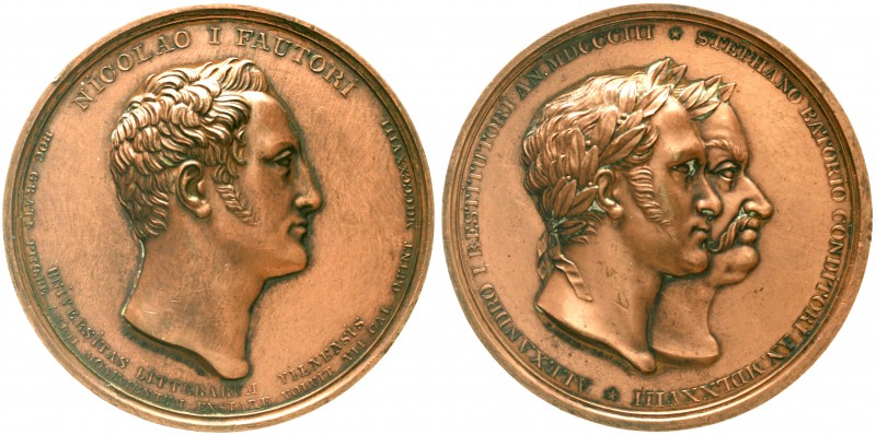 Russland
Nikolaus I., 1825-1855
Bronzemedaille 1828 von Theodor Tolstoi. Auf d...
