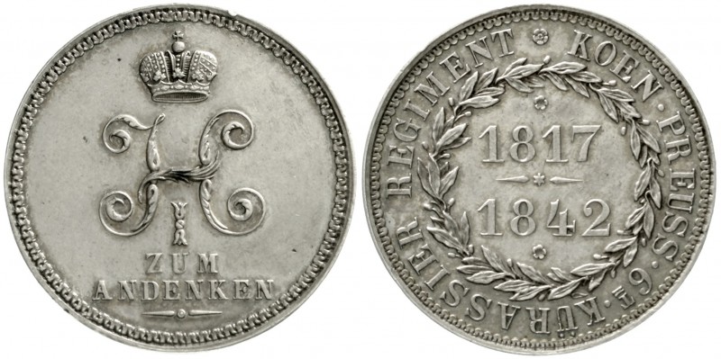 Russland
Nikolaus I., 1825-1855
Silbermedaille 1842. sogen. "Kürassiertaler". ...