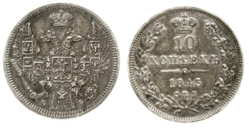 Russland
Nikolaus I., 1825-1855
10 Kopeken 1845, St. Petersburg Kb.
vorzüglic...