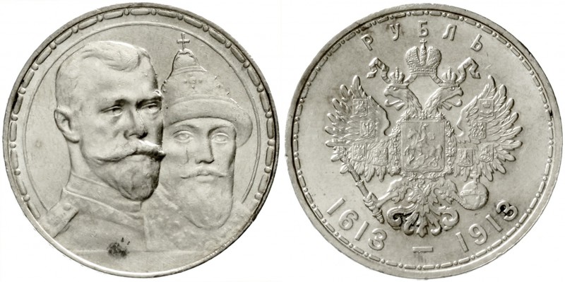 Russland
Nikolaus II., 1894-1917
Romanov-Rubel 1913. Vertiefter Stempel.
präg...