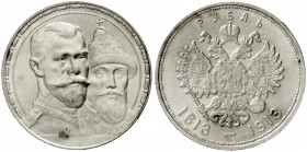 Russland
Nikolaus II., 1894-1917
Romanov-Rubel 1913. Vertiefter Stempel.
prägefrisch, kl. Fleck