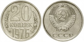 Russland
Sowjetunion (UdSSR), 1922-1991
20 Kopeken 1976. Besseres Jahr. 22 mm, 3,30 g.
Stempelglanz