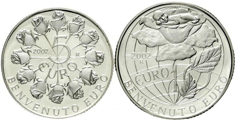 San Marino
Set 5 und 10 Euro 2002, Benvenuto Euro. In Originalschatulle mit Zer...