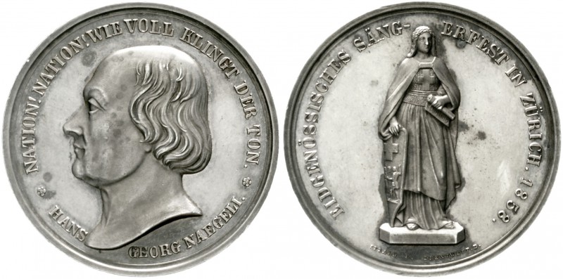Schweiz-Zürich, Stadt
Silbermedaille "Hans Naegli" 1858 v. Sebald / Drentwett. ...