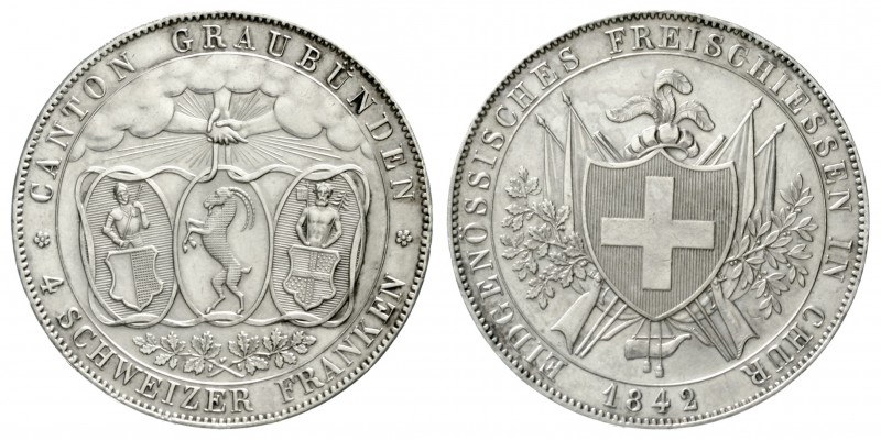 Schweizerische Eidgenossenschaft
4 Franken (Schützentaler) 1842 Eidgenössisches...