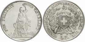 Schweizerische Eidgenossenschaft
5 Franken (Schützentaler) Zürich 1872. Auflage nur 10000.
vorzüglich