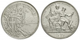 Schweizerische Eidgenossenschaft
5 Franken (Schützentaler) Lugano 1883. vorzüglich, leicht berieben