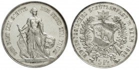 Schweizerische Eidgenossenschaft
5 Franken (Schützentaler) Bern 1885. Auflage nur 25000.
vorzüglich