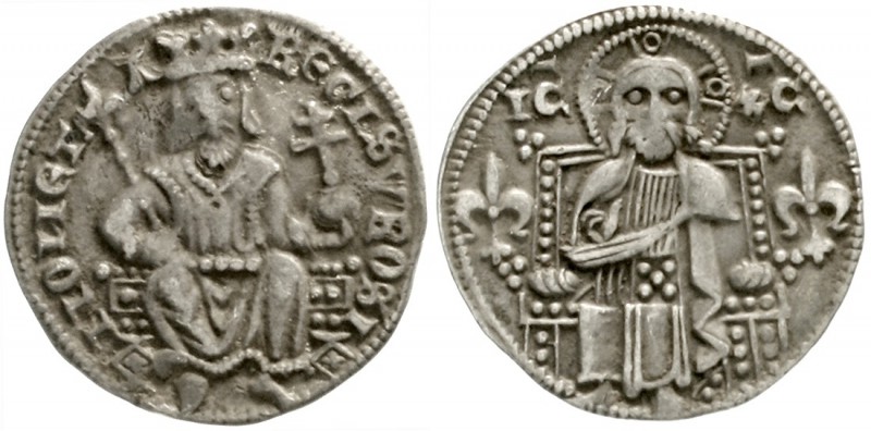 Serbien
Stefan Uros II. Milutiu, 1282-1321
Denar o.J. König thront v.v./Christ...