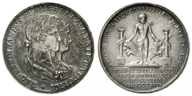 Spanien
Ferdinand VII., 1808 und 1814-1833
Silbermedaille 1816. Auf seine 2. V...