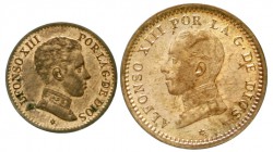 Spanien
Alfons XIII., 1886-1931
2 Stück: 1 Centimo 1906 und 2 Centimos 1912. prägefrisch