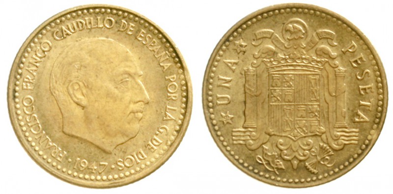 Spanien
Caudillo Francisco Franco, 1939-1975
Peseta 1947 (1956). fast Stempelg...