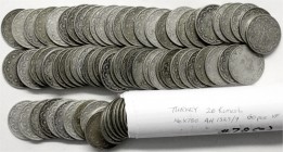 Türkei-Osmanisches Reich
Lots
120 Silbermünzen: 20 Quirsh AH 1327, Jahr 8 (11X), Jahr 9 (99X), Jahr 10 (10X) = 1916, 1917, 1918 Qustintiniyah. meist...