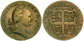 Vereinigte Staaten von Amerika
Kolonialmünzen
Virginia Halfpenny 1773. schön/sehr schön, Randfehler und kl. Schläge