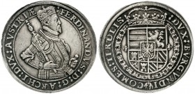 Haus Habsburg
Erzherzog Ferdinand II., 1564-1595
Reichstaler o.J. Hall. Harnisch mit 3 Bändern mit Ornamenten verziert. Zepter weist zw. R und I, El...