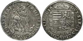 Haus Habsburg
Erzherzog Ferdinand II., 1564-1595
Reichstaler o.J. Hall. Harnisch mit Rankenschild verziert. Zepter weist auf A, Ellbogen auf D.
seh...