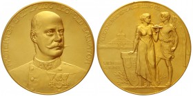 Haus Habsburg
Franz Joseph I., 1848-1916
Vergoldete Bronzemedaille 1906 von Hartig. Hygienische Ausstellung in Wien. 60 mm, im Originaletui.
vorzüg...