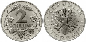 Österreich
Zweite Republik nach 1945
2 Schilling Alu 1947. Polierte Platte
