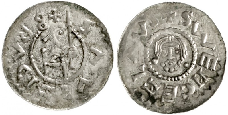 Böhmen
Bretislaus II., 1092-1100
Pfennig o.J. König thront n.r./Kopf des hl. W...