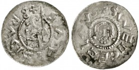 Böhmen
Bretislaus II., 1092-1100
Pfennig o.J. König thront n.r./Kopf des hl. Wenzel v.v.
sehr schön/vorzüglich, Prägeschwäche
