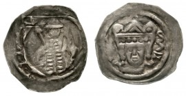 Kärnten, Herzogtum
Bernhard, 1202-1256
Pfennig o.J. St. Veit. Kopf des hl. Vitus/Hüftbild des Herzogs mit Schwert.
sehr schön/vorzüglich