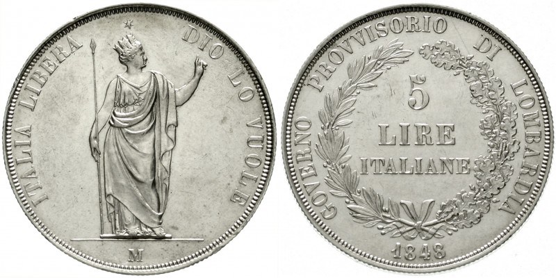 Lombardei und Venetien
Provisorische Revolutionsregierung, 1848
5 Lire 1848 M....