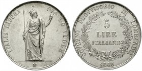 Lombardei und Venetien
Provisorische Revolutionsregierung, 1848
5 Lire 1848 M. vorzüglich, berieben, Randfehler