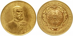 Olmütz
Erzherzog Josef Ferdinand 1872-1942
Vergoldete Bronzemedaille 1907 von Iner. Ausstellung der neuesten Erfindungen, Olmützer Gewerbeverein. 52...