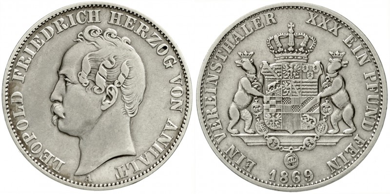 Anhalt-Dessau
Leopold Friedrich, 1817-1871
Vereinstaler 1869 A. sehr schön