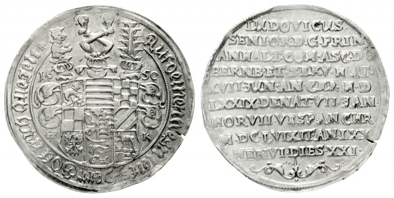 Anhalt-Köthen
Ludwig, 1603-1650
Reichstaler 1650, Eisleben. Auf seinen Tod.
g...