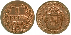 Baden-Durlach
Ludwig, 1818-1830
Kupfer 1 Kreuzer 1820. Stempelglanz, Prachtexemplar, selten in dieser Erhaltung
