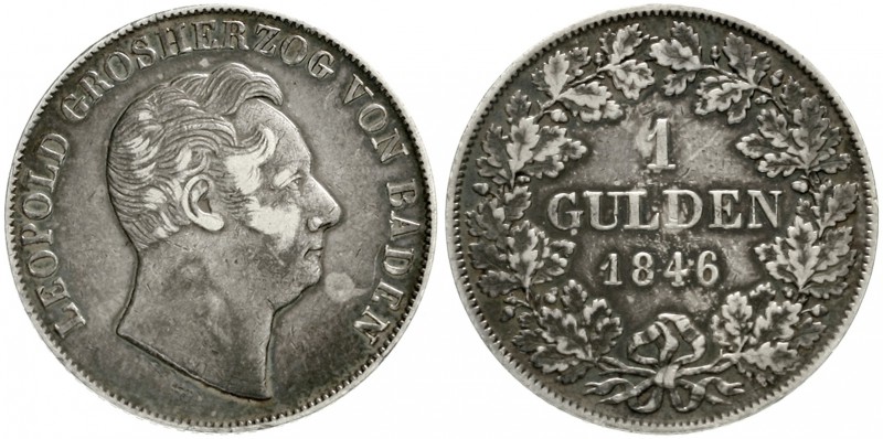 Baden-Durlach
Leopold, 1830-1852
Gulden 1846. Seltenes Jahr.
sehr schön, schö...