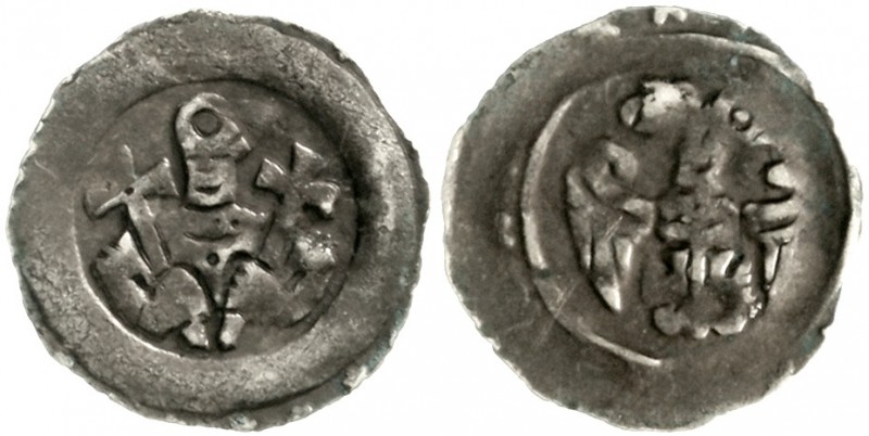 Bayern
Otto II. der Erlauchte, 1231-1253
Pfennig o.J. Hüftbild mit Adlerkopf, ...
