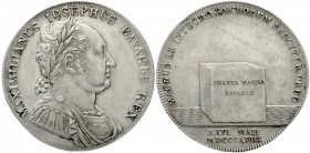 Bayern
Maximilian IV. (I.) Joseph, 1799-1806-1825
Konventionstaler 1818. Charta Magna Bavariae.
fast vorzüglich, berieben