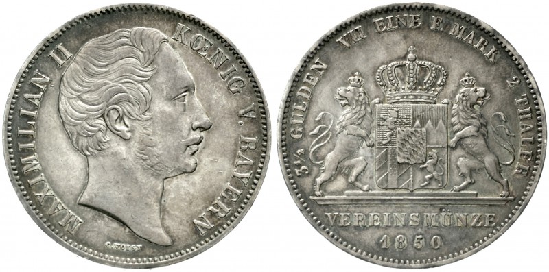 Bayern
Maximilian II. Joseph, 1848-1864
Doppeltaler 1850. gutes sehr schön, sc...