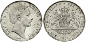 Bayern
Ludwig II., 1864-1886
Vereinstaler 1871. C. Voigt.
gutes vorzüglich, winz. Randfehler