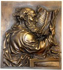 Bayern
Medaillen
Hochrelieffierte, rechteckige Bronzegußplakette nach einem süddeutschen Wachsmodell um 1780 (gg. späterer Guß). Lesender Greis (ein...