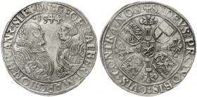 Brandenburg-Franken
Georg und Albrecht, 1527-1544
Taler 1544 Umschrift endet auf SLE.
sehr schön/vorzüglich, rauher Schrötling
