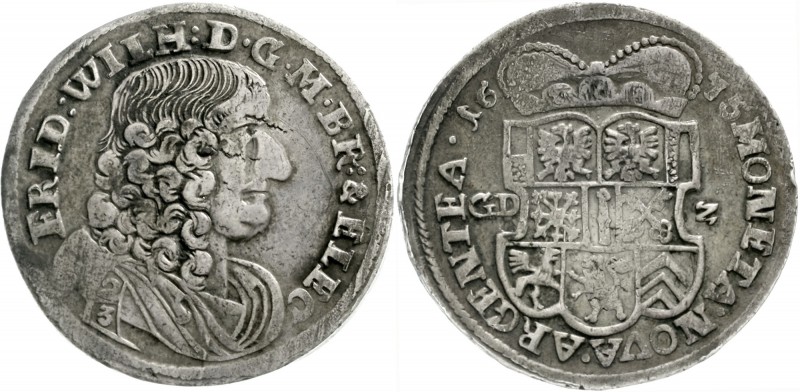Brandenburg/Preußen
Friedrich Wilhelm, 1640-1688
2/3 Taler 1675 GDZ Minden. se...