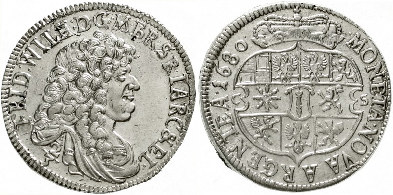 Brandenburg/Preußen
Friedrich Wilhelm, 1640-1688
2/3 Taler 1680 CS, Berlin. st...